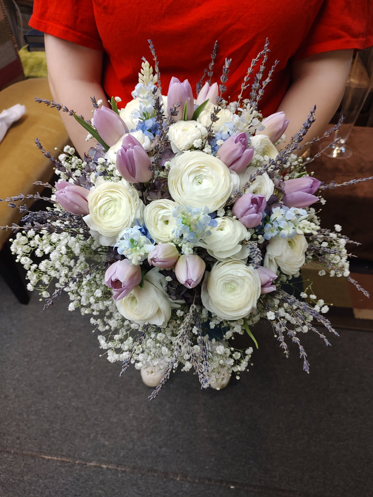 Lavenders and ivories bridal bouquet