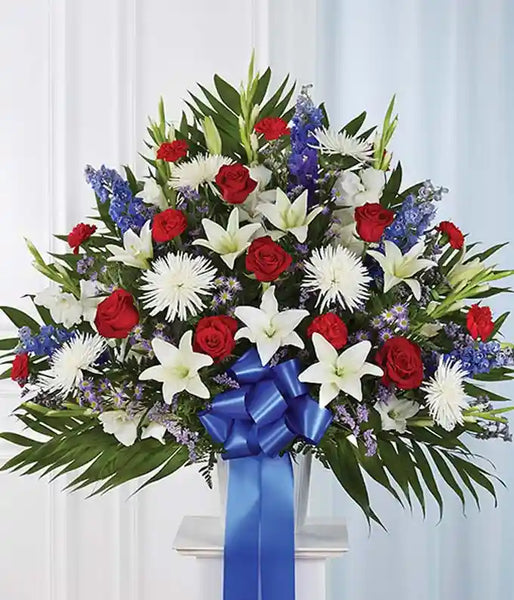 Red , White and Blue Sympathy Floor Basket(P121)